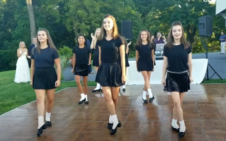 Instead of the usual slow dances or choreographed couple routines, this wedding featured a spectacular Irish step dance performance.